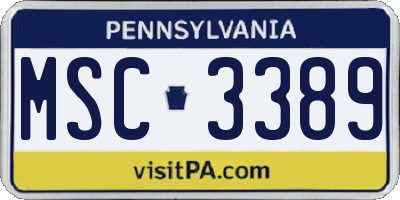 PA license plate MSC3389