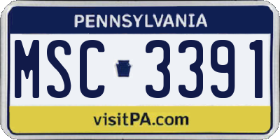 PA license plate MSC3391