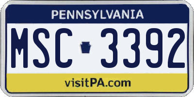 PA license plate MSC3392