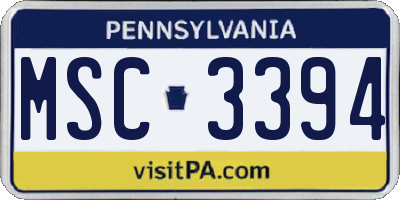 PA license plate MSC3394