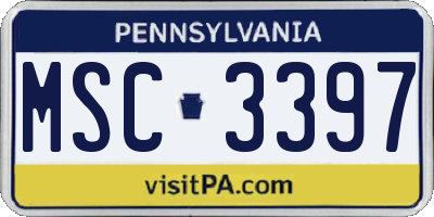 PA license plate MSC3397