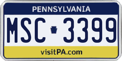 PA license plate MSC3399