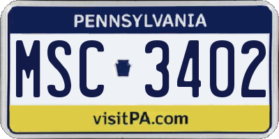 PA license plate MSC3402