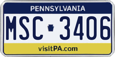 PA license plate MSC3406