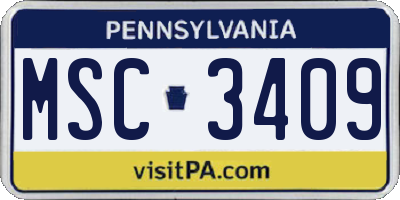 PA license plate MSC3409