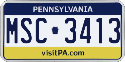 PA license plate MSC3413