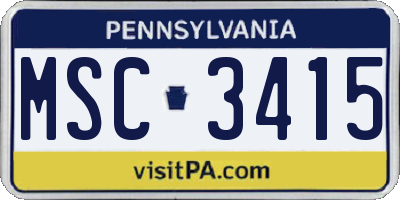 PA license plate MSC3415
