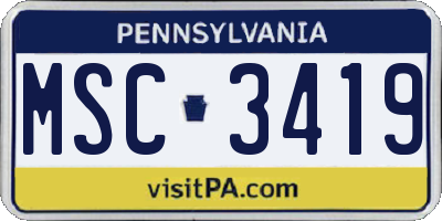 PA license plate MSC3419