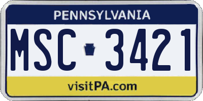 PA license plate MSC3421