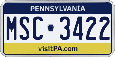 PA license plate MSC3422