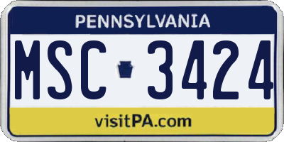 PA license plate MSC3424