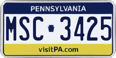 PA license plate MSC3425