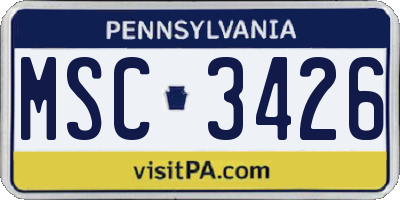 PA license plate MSC3426