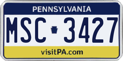 PA license plate MSC3427