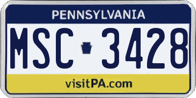 PA license plate MSC3428