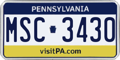 PA license plate MSC3430