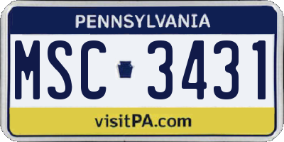 PA license plate MSC3431
