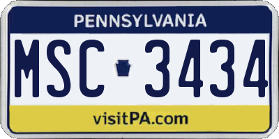 PA license plate MSC3434