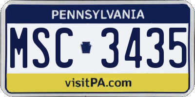 PA license plate MSC3435