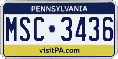 PA license plate MSC3436
