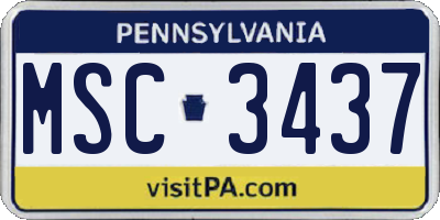 PA license plate MSC3437