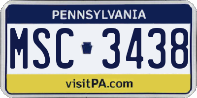 PA license plate MSC3438