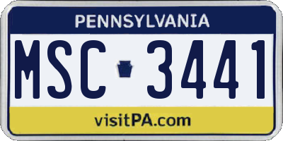 PA license plate MSC3441