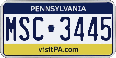 PA license plate MSC3445