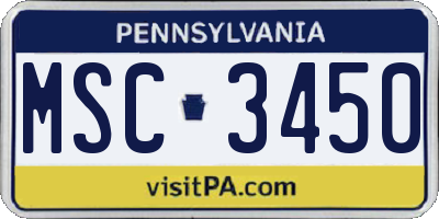 PA license plate MSC3450