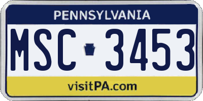 PA license plate MSC3453