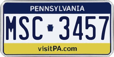 PA license plate MSC3457