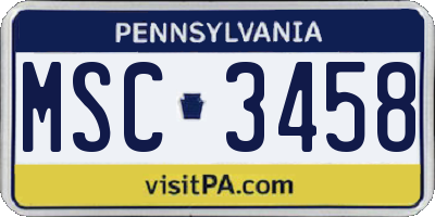 PA license plate MSC3458