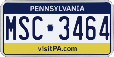 PA license plate MSC3464