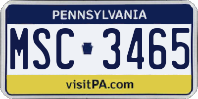 PA license plate MSC3465