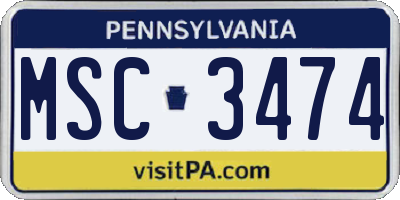 PA license plate MSC3474