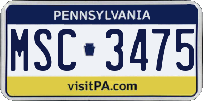 PA license plate MSC3475