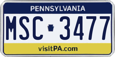 PA license plate MSC3477