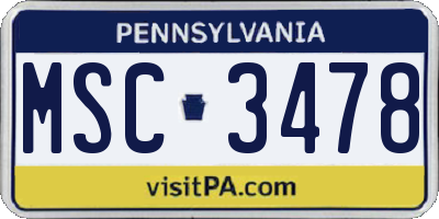 PA license plate MSC3478