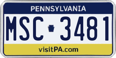 PA license plate MSC3481
