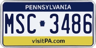 PA license plate MSC3486