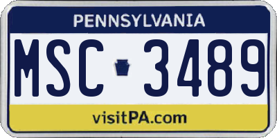 PA license plate MSC3489
