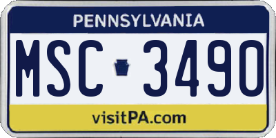 PA license plate MSC3490