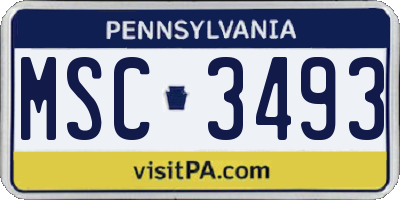 PA license plate MSC3493