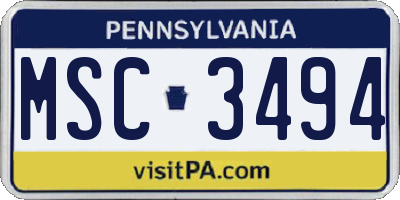 PA license plate MSC3494