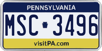 PA license plate MSC3496