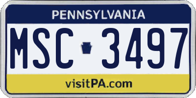 PA license plate MSC3497