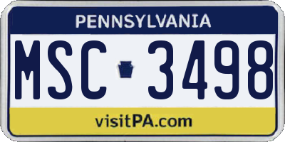 PA license plate MSC3498