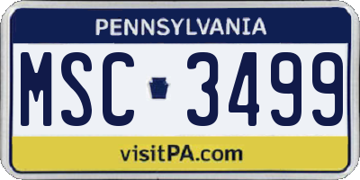 PA license plate MSC3499
