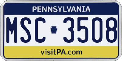 PA license plate MSC3508