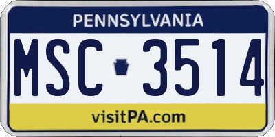 PA license plate MSC3514